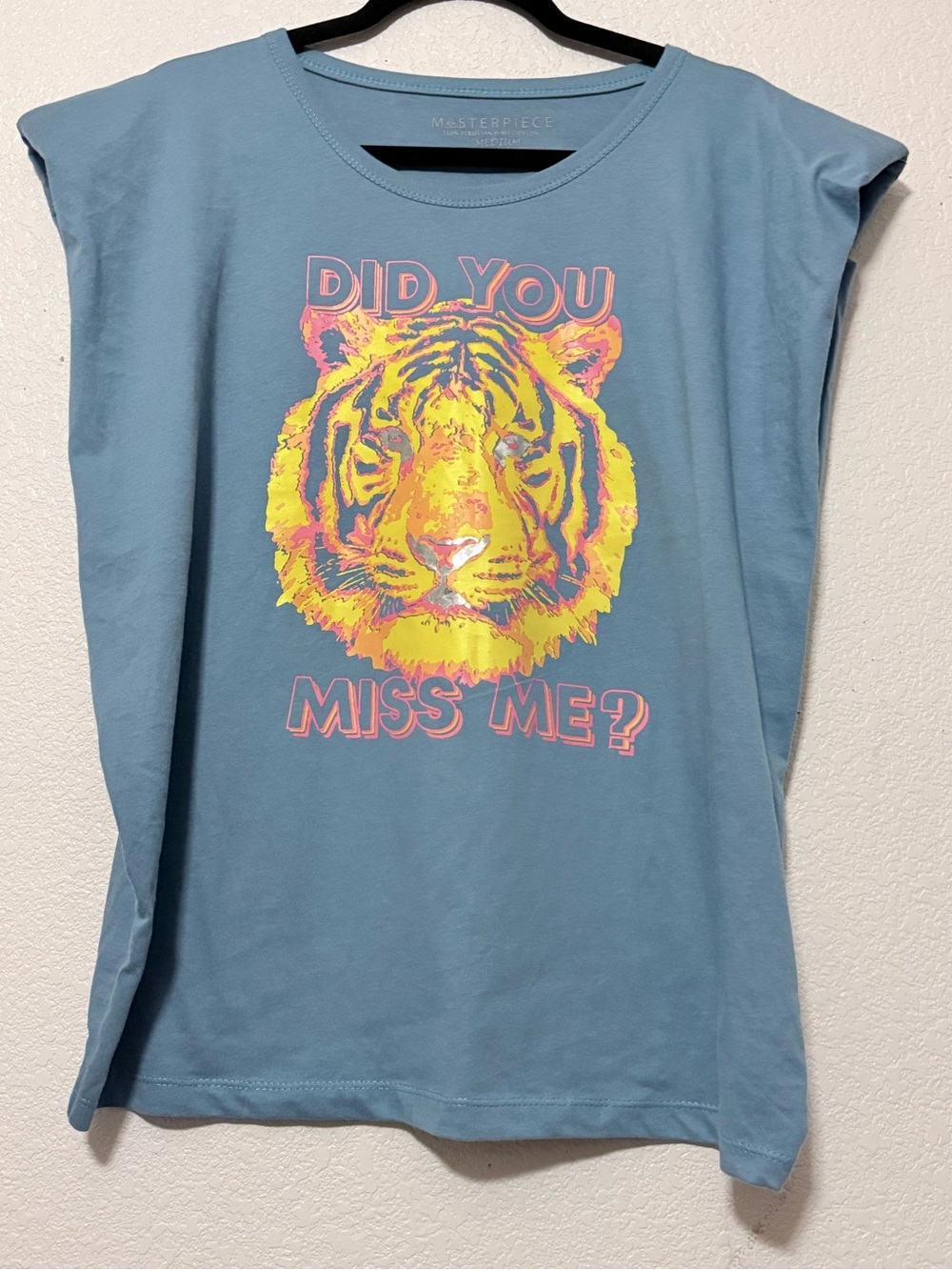 Girls' Blue Tiger Graphic Tee - 'Did You Miss Me?' 0181